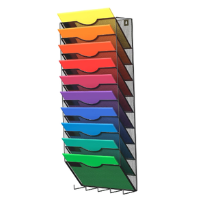 10 Tier Wall Mounted Hanging <b>File</b> Organizer Metal Mesh Organizer <b>File</b> Holder Magazine Rack for Office Classroom Organization - Product Image 1
