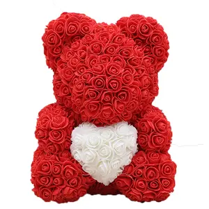 BLH High Quality 40 CM Heart Red Forever Rose Teddy Bear supplier Best gift for Valentine's day