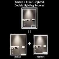 Miroir de salle de bain LED LOAAO 24x32, anti-buée, à intensité variable, rétroéclairé, éclairé par l'avant, mural, fonction mémoire, verre trempé
