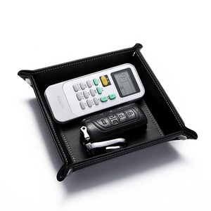 <span class=keywords><strong>Bureau</strong></span> en PU végétalien noir clé et pièce de monnaie en cuir bijoux stockage anneau de luxe présentoir - Product Image 3