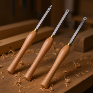 Ensemble de ciseaux à bois pour tour à bois, 3 pièces, 7,87 pouces, pointe en carbure, manche carré, poignée confortable - Product Image 2