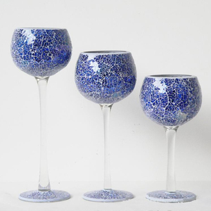 กระเบื้องโมเสคเชิงเทียนแก้วสีเขียวเข้มสวย, เชิงเทียน, ถ้วย - Product Image 1