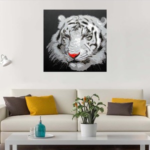 Pintura al óleo de <span class=keywords><strong>Tigre</strong></span> con textura 3D grande personalizada, estilo abstracto, pintada a mano sobre <span class=keywords><strong>lienzo</strong></span> para sala de estar, Arte de la pared, decoración, pinturas de animales - Product Image 3