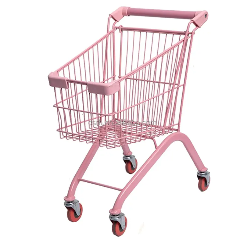 RH-SC03 480*325*680Mm Leuke Roze Kleur Supermarkt Kids Mini Shopping Trolley