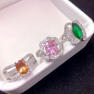 Full Diamond Inlaid Zircon Color-preserving Gemstone <b>Ring</b> Mix Bulk Gemstone Opening <b>Adjustable</b> <b>Ring</b> Micro-Inlaid Zircon <b>Ring</b> - Product Image 6