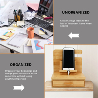 Station d'accueil en bois pour table de chevet, organiseur de téléphone, portefeuille, montre, clés, tablette, gadgets technologiques, station de charge pour bureau