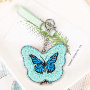 Butterfly Plush Compact <b>Mirror</b> Double-Sided Portable <b>Makeup</b> <b>Mirror</b> <b>With</b> Keychain Embroidered Pocket <b>Mirror</b> <b>Light</b> Pink - Product Image 5