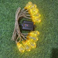 Guirlande lumineuse LED solaire d'extérieur IP65 avec ampoules en corde de chanvre et fil de cuivre, style vintage, pour jardin et fêtes