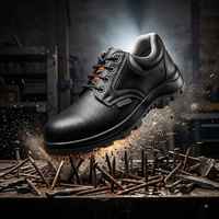 Chaussures de sécurité en cuir pour hommes, fabriquées en Inde, résistantes à l'huile, avec embout en acier pour usage intensif, disponibles à la vente