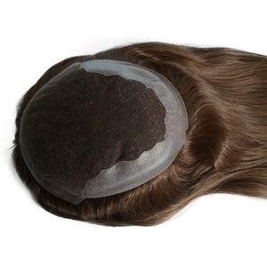 Peluca de cabello humano Remy <span class=keywords><strong>para</strong></span> mujer, tupé Q6 de color marrón claro de 20 pulgadas, <span class=keywords><strong>pelo</strong></span> Remy indio europeo <span class=keywords><strong>para</strong></span> mujer blanca - Product Image 3