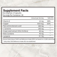 Capsules Autobronzantes Véganes OEM à Marque Blanche Multi L-Tyrosine Lycopène Extrait de Pépins de Raisin Complément Alimentaire Soin de la Peau
