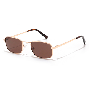 Gafas de sol rectangulares de oro rosa con montura completa y lentes de espejo, unisex, protección solar para adultos, ligeras - Product Image 5