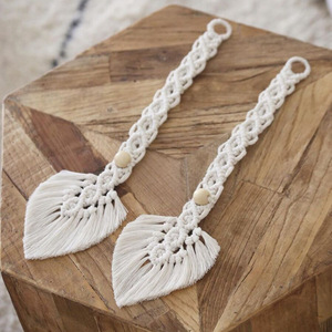 Boho <strong>Curtain</strong> Tiebacks <strong>Curtain</strong> Holdbacks Double Leaves Woven Cotton Rope <strong>Curtain</strong> <strong>Tie</strong> <strong>Backs</strong> for Indoor Drapes Decorative - Product Image 4