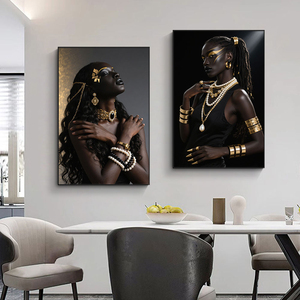Peinture de portrait de femmes africaines, affiche sur toile de mode afro-américaine, peinture murale personnalisée et art mural - Product Image 2