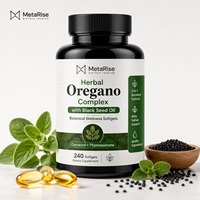 Capsules d'huile d'origan sauvage et d'huile de nigelle OEM, 60 capsules par flacon, complément naturel pour la santé immunitaire et digestive des adultes