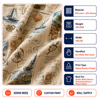 Tissu en Lin et Rayonne, Mélange Lin-Viscose Imprimé, Tissé Respirant, pour Shorts et Chemises d'Été, Vente en Gros
