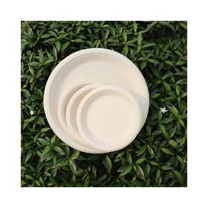 จานแบบใช้แล้วทิ้งที่ย่อยสลายได้ตามธรรมชาติ100% เป็นมิตรกับสิ่งแวดล้อมเกรดสูงสีขาว/น้ำตาลขนาด6นิ้วมีให้เลือก - Product Image 1