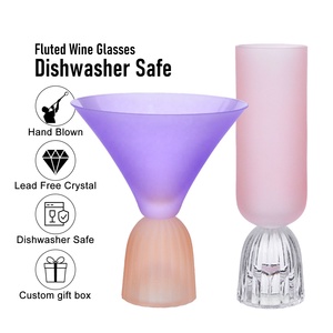 Vasos de Cristal de Lujo Samyo, Estilo Nórdico, Color Esmerilado, con Diseño Acanalado, para Helados, Batidos, Vino, Postres, Cerveza, Ideales para Bodas, Bares y Regalos - Product Image 3