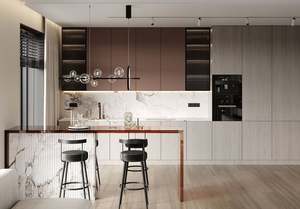 Cuisine sur mesure de luxe, armoire murale de cuisine avec portes en verre, armoire, mobilier de cuisine moderne modulaire pour VILLA - Product Image 2