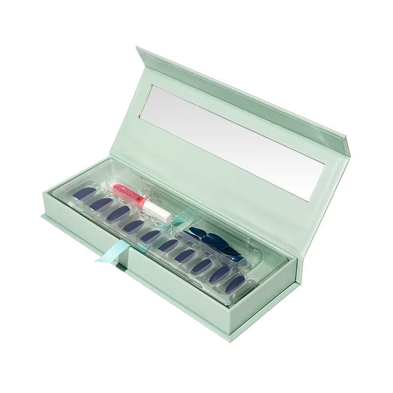 Ensemble de boîte d'emballage de luxe avec logo personnalisé imprimé papier Gel bouteille de soin des ongles boîte d'emballage magnétique d'emballage d'huile de vernis à ongles avec fenêtre