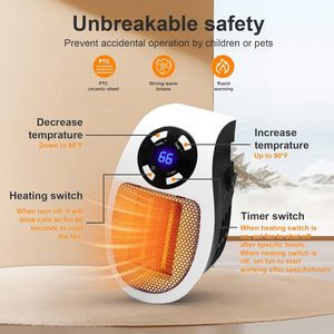 Calentadores <span class=keywords><strong>de</strong></span> Espacio Portátiles para Dormitorio, Calentador Eléctrico <span class=keywords><strong>Pequeño</strong></span> con Pantalla LED y Protección contra Sobrecalentamiento - Product Image 5
