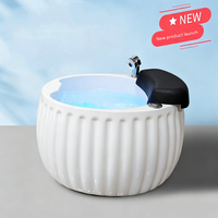 Bassin de pédicure moderne rond en acrylique avec lumière LED et massage par remous pour salon et usage en centre commercial