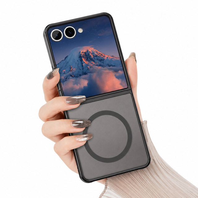 Magnetic Charging Semi-Transparent Ultra-Thin PC Phone Case for Samsung Z Flip 7/Flip 6 Fundas Carcasa
