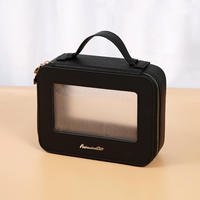 Trousse de toilette imperméable à l'eau en PVC PU pour voyage, trousse de toilette cosmétique portable transparente à fermeture éclair, trousse de lavage pour maquillage