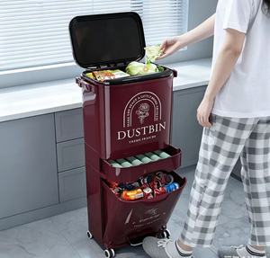 <span class=keywords><strong>Cubo</strong></span> de <span class=keywords><strong>Basura</strong></span> Grande de <span class=keywords><strong>Doble</strong></span> Capa para Cocina, con Separación de Residuos Húmedos y Secos, con Pedal y Ruedas, para Clasificación de Desechos Domésticos, Uso Diario - Product Image 5