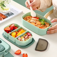 Lonchera Aislada Apta para Alimentos con Tapa de Plástico, 3 Compartimentos y Gran Capacidad - Portátil para la Escuela, el Trabajo y el Picnic