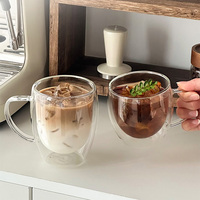 Tasses à café en verre à double paroi personnalisées, gobelets plats, grands verres à boire, verres à lait, verres à eau, pot avec poignée