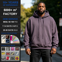 Sweat à capuche zippé intégral pour homme, personnalisé, brodé, 100% Coton, 500 g/m², grammage lourd, en molleton bouclette, coupe oversize, épaules tombantes, coupe courte et carrée