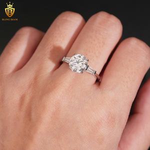 Moda Anel 925 Sterling Silver VVS Moissanite Anel para As Mulheres <span class=keywords><strong>Promise</strong></span> Wedding Band Noivado - Product Image 1