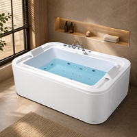 Bañera de Hidromasaje Acrílica con Esquinas Redondeadas, Grifos para Spa, Hidroterapia para el Hogar, 150x75x58cm, Proyecto para Apartamentos