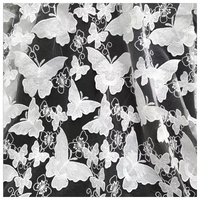 Dernière Nouveauté : Tissu de Robe de Mariée en Soie de Lait Écologique Brodé de Papillons 3D en Dentelle Blanche et Maille