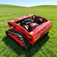 Tondeuse à gazon télécommandée sur chenilles de 800 mm, moteur essence 452 cm³, avec une portée de contrôle de 500 m pour terrains accidentés et vergers