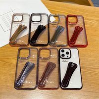 Nouvel Arrivage Coque de Téléphone Mobile Fille Brillant Transparent Rhodone Galavanisé avec Support Rouge à Lèvres pour iPhone 16 Pro Max - 11 Pro