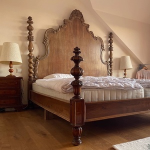American Retro Solid Wood <strong>Bed</strong> 1.8 Meters Carved Double <strong>Bed</strong> Master Bedroom Renaissance High-end French Country <strong>Pillar</strong> <strong>Bed</strong> - Product Image 2