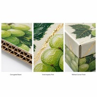 Boîte cadeau rigide personnalisée pour raisins Shine Muscat, emballage de fruits de qualité supérieure, couvercle et base à motif peinture à l'huile, vente en gros