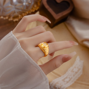 Wholesale 925 Sterling Silver Gold Plated Brushed Adjustable <b>Ring</b> 10mm Round Cut Natural <b>Stone</b> Fine Jewelry <b>Mens</b> - Product Image 3