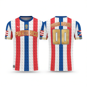 Maglia da Calcio di Porto Rico Personalizzata con Stampa 3D, Maglietta per Tifosi Boricua - Product Image 2