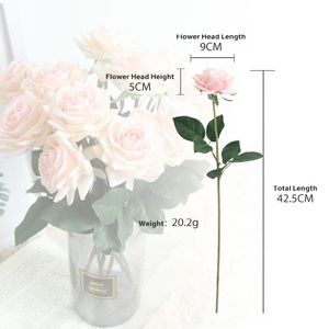 Hoa Giả Hoa Hồng Nhân Tạo Màu Hồng Latex Hoa Cảm Ứng Thật Trang Trí Đám Cưới - Product Image 5