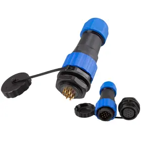 Últimas Hot SellingThreaded plástico Painel Mount IP68 SD20 Voltar Nut-10P M20 Masculino Feminino Power Plug Circular Conector Impermeável