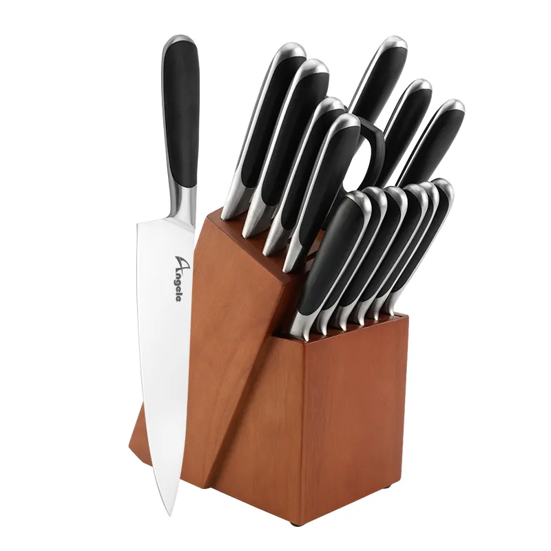 Set di coltelli da cucina in acciaio inossidabile da 15 pezzi confezione regalo Set di coltelli da cucina forgiati con blocco di legno