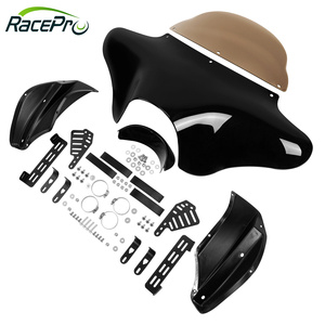 Parabrisas de carenado delantero de ala de murciélago para motocicleta RACEPRO apto para <span class=keywords><strong>Harley</strong></span> Softail Deluxe Fatboy Heritage Classic Yamaha V Star <span class=keywords><strong>1100</strong></span> 650 - Product Image 4