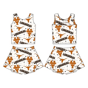 Kerui Oem Boutique Baby Nylon / Cotton Girls 2-Piece Breathable <strong>Elastic</strong> Waist Vest <strong>Skirt</strong> with Shorts Yoga Fitness Tennis Set - Product Image 2