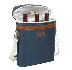 Custom Portable Functional leakproof Insulated Shoulder Bag 3 Bottles Wine Champagne Cooler Storage Bag for Outdoor