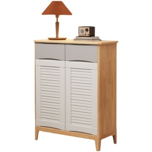 Shoe Cabinet With <b>Drawers</b> And Three Doors Solid Wood Storage Entryway Cabinet For Living Room Small Apartment Furniture - Product Image 5