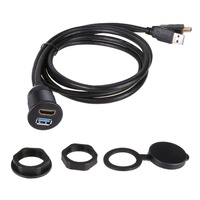 Câble HDMI femelle USB 3.0 étanche IP67 à double panneau de montage de 1 m de longueur, 3 pieds