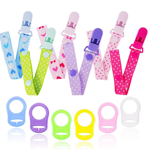 YDS Clips de sucette personnalisés Lot de 6 avec coussinets en silicone Porte-sucette pour garçons et filles Convient à la plupart des styles de sucette - Product Image 1